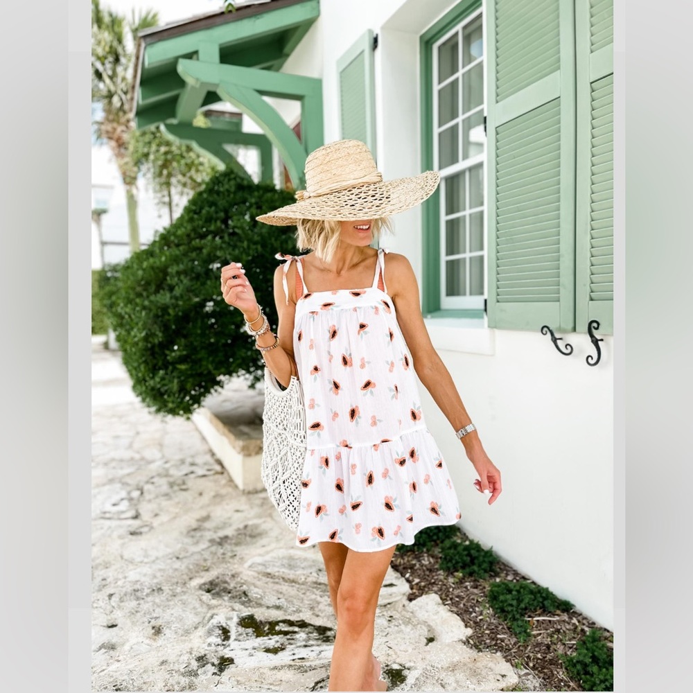 {LOFT} Beach Papaya Tie Strap Swing Dress
